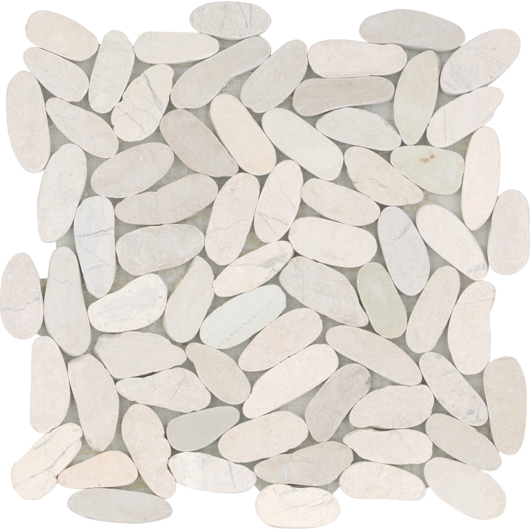 VENETIAN PEBBLES - 2X2/12X12, IVORY FLAT, SATIN